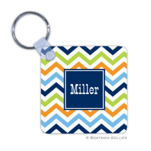 Keychain - Chevron Blue Orange & Lime