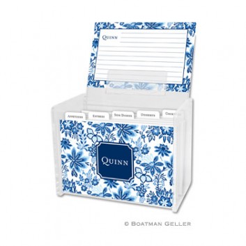 Recipe Box - Classic Floral Blue