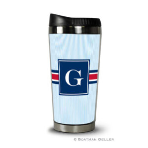 Travel Tumbler - Seersucker Band Red & Navy