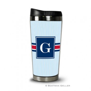 Travel Tumbler - Seersucker Band Red & Navy