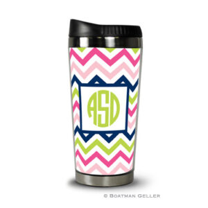 Travel Tumbler - Chevron Pink Navy & Lime