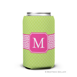 Koozie - Greek Key Band Pink