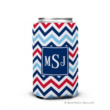 Koozie - Chevron Blue & Red