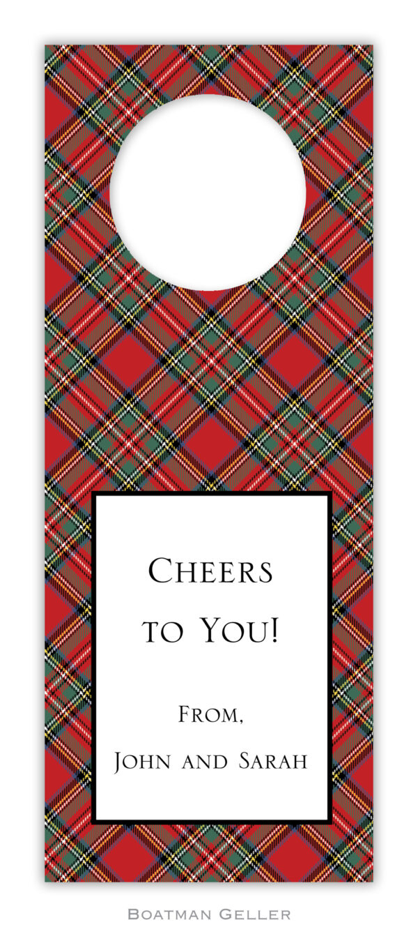 Wine Tags - Plaid Red