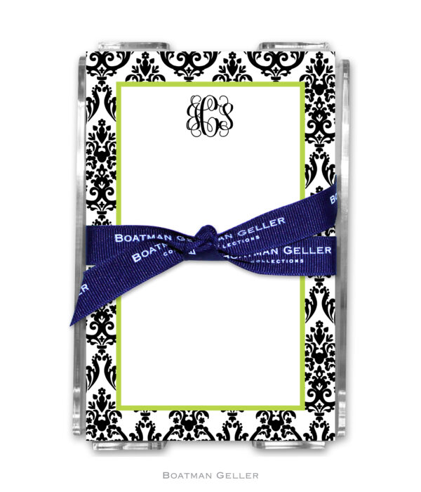 Note Pads - Madison Damask White w/Black